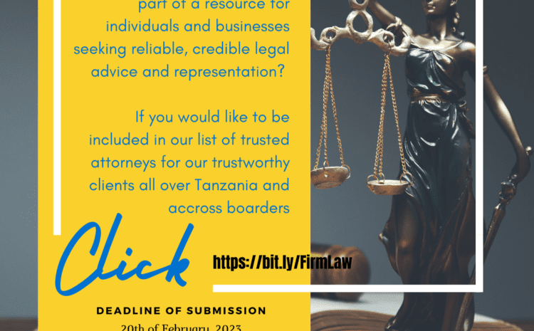  Attention: Call for Law Firms/Organizations